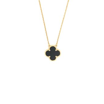 Van Cleef & Arpels Vintage Alhambra Pendant Oynx with Yellow Gold