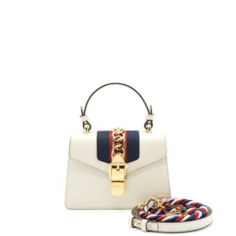 Gucci Mini Top Handle Sylvie Bag White GHW