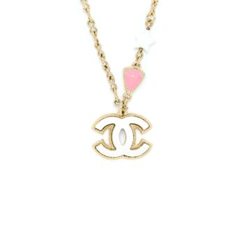 Chanel 19P CC logo Necklace Stud Multicolour Light Gold Tone
