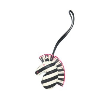 Hermes Geegee Savannah Bag Charm Black/ White/ Rose Mexico