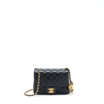 Chanel Pearl Crush Mini Square Lambskin Black Brushed GHW (Microchip)