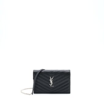 Saint Laurent/YSL Envelop Chain Wallet Caviar Black SHW