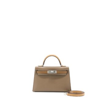 Hermes Mini Kelly 20cm Epsom Etoupe / Alezan / Biscuit SHW Stamp Z