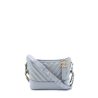 Chanel Chevron Small Gabrielle Hobo Bag Aged Calfskin Grey Multicolour Hardware