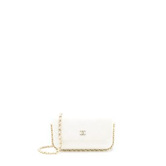 Chanel Rectangular Mini Flap Phone Case Bag Quilted Lambskin White LGHW (Microchip)