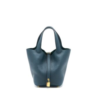 Hermes Picotin 18 Lock Bag Clemence 6O Vert Cypres GHW Stamp Z