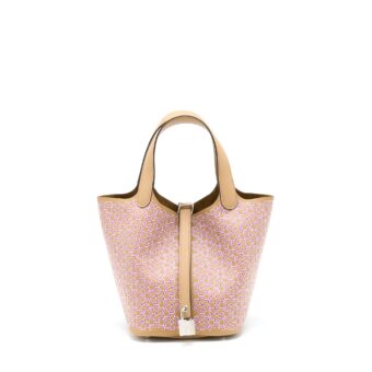 Hermes Picotin 18 Lucky Daisy Swift Chai/Rose/Blanc SHW Stamp U