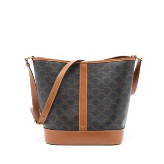 Celine Medium Bucket Triomphe Canvas Tan GHW