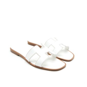 Hermes Size38 Oran Sandal Blanc