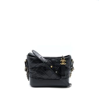 Chanel Small Gabrielle Hobo Bag Calfskin Black Multicolour Hardware