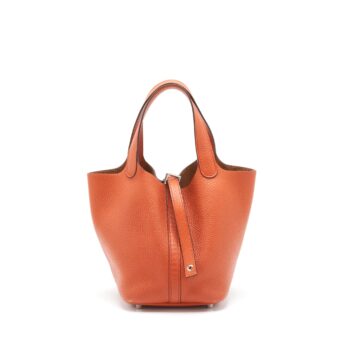 Hermes Picotin 18 Lock Bag Orange SHW Stamp X