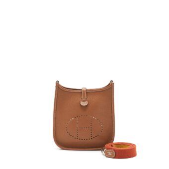 Hermes Mini Evelyne Clemence Gold/ Amore-Brique SHW Stamp C