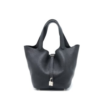 Hermes Picotin 22 Lock Bag Clemence Black SHW Stamp C