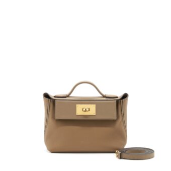 Hermes Mini 24/24 2424-21 Bag Swift/Evercolor Beige De Weimar/Etoupe GHW Stamp Z