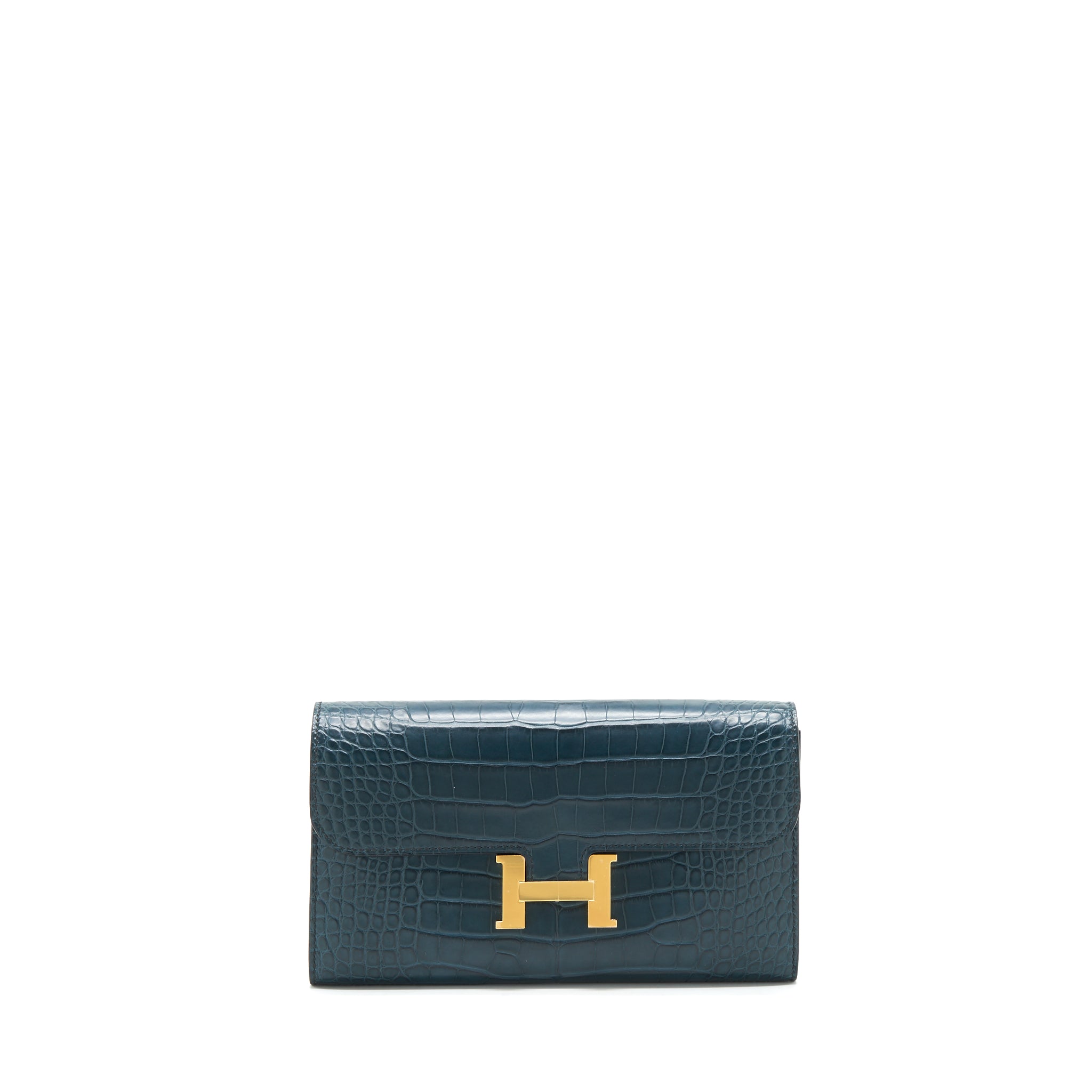 Hermes Constance long wallet Alligator Vert Rousseau GHW Stamp Y