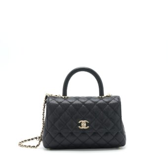 Chanel Small Coco Handle Caviar Black LGHW (Microchip)