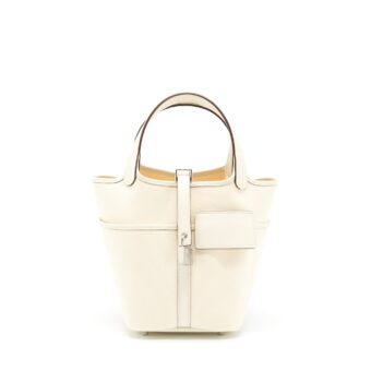 Hermes Picotin Cargo 18 Lock Bag Canvas/Swift Ecru/Nata SHW Stamp Z