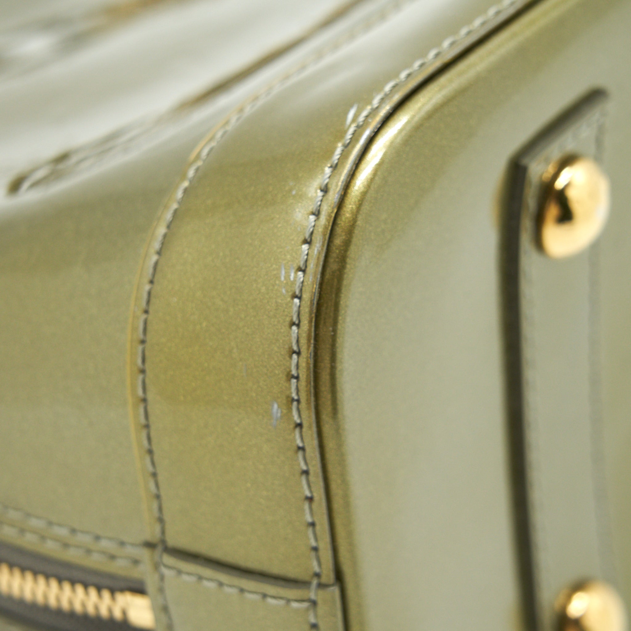Louis Vuitton Patent ALMA PM Olive Green Wth Coin Purse Accessory - Image 11