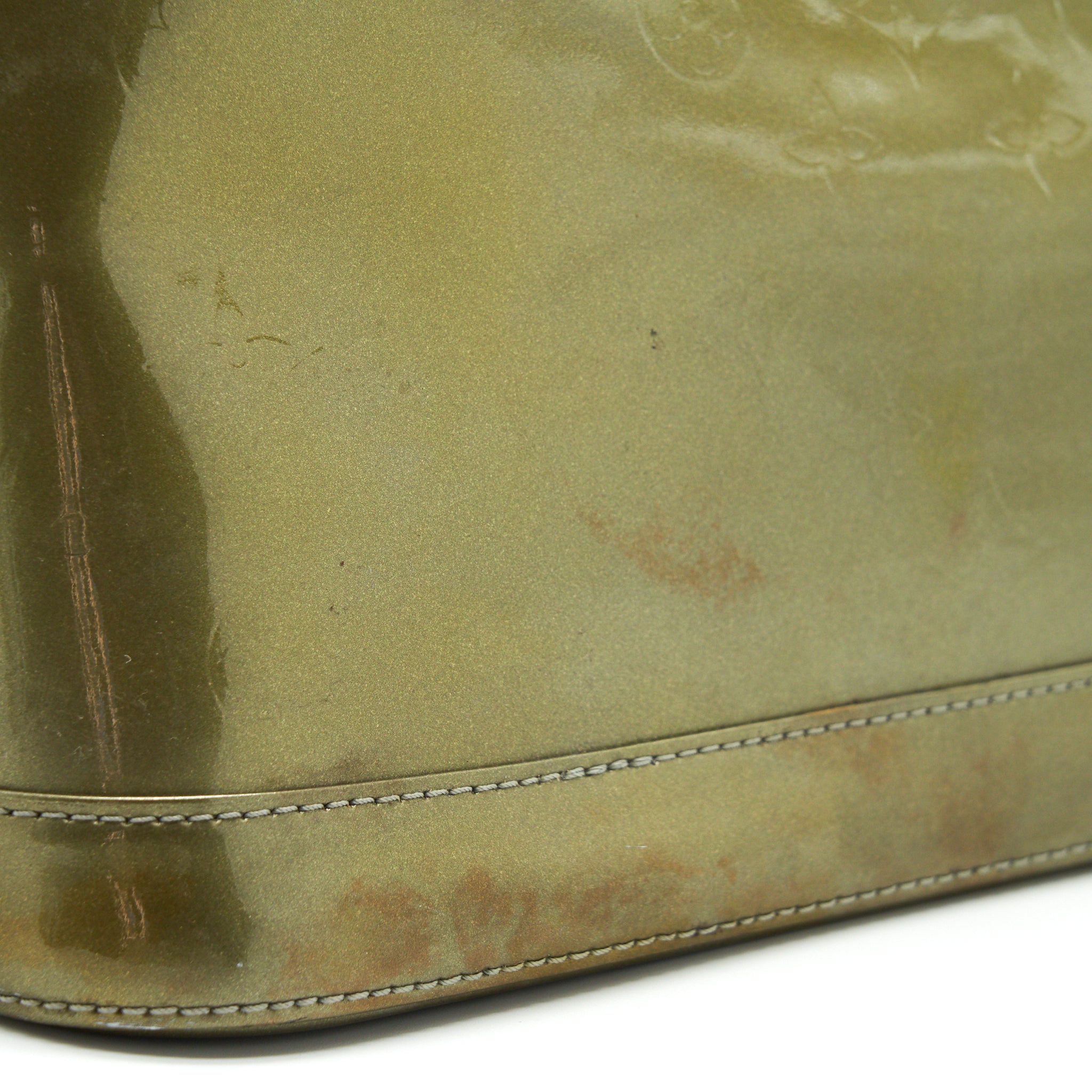Louis Vuitton Patent ALMA PM Olive Green Wth Coin Purse Accessory - Image 14
