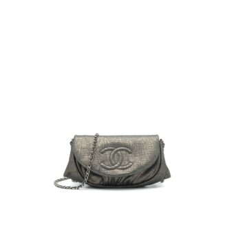 CHANEL HALF MOON WALLET ON CHAIN IN GREY