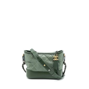 Chanel Small Gabrielle Hobo Bag Aged Calfskin Multicolour Green Multicolour Hardware