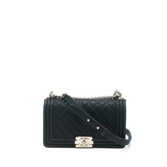Chanel Medium Boy Bag Grained Calfskin Black SHW
