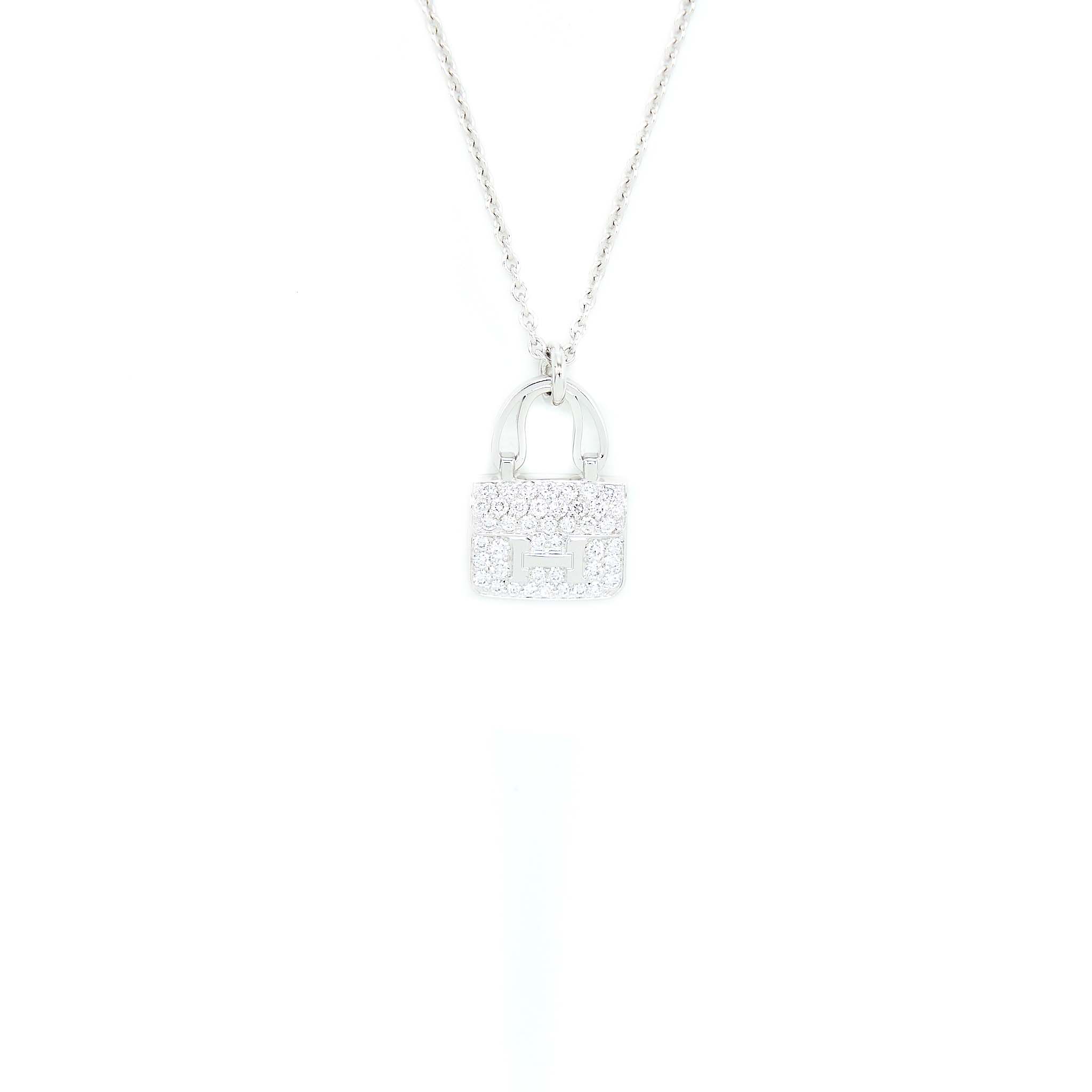 Hermes Amulette Constance Pendant White Gold Diamonds