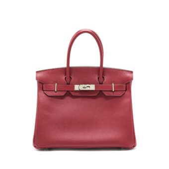 Hermes Birkin 30 Epsom K1 Rouge Great SHW Stamp X With Two Hermes Twilly
