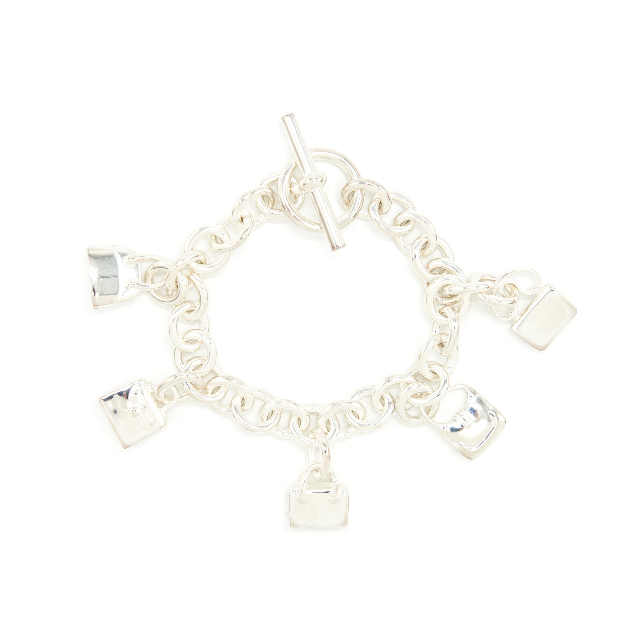 Hermes 5 Bags Amulette Bracelet, Medium Model in Sterling Silver