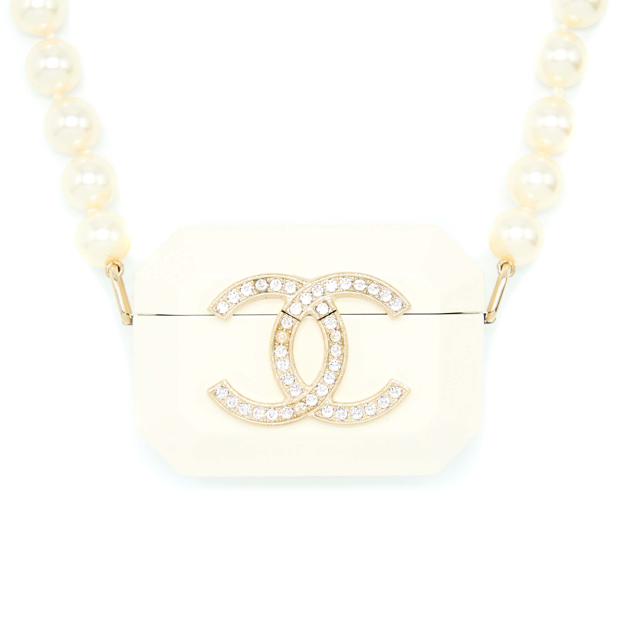 Chanel AirPods Case With Pearl Chain White LGHW - Image 2