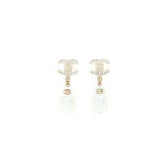 Chanel CC Logo with Perfume Bottle Drop Light Gold Tone