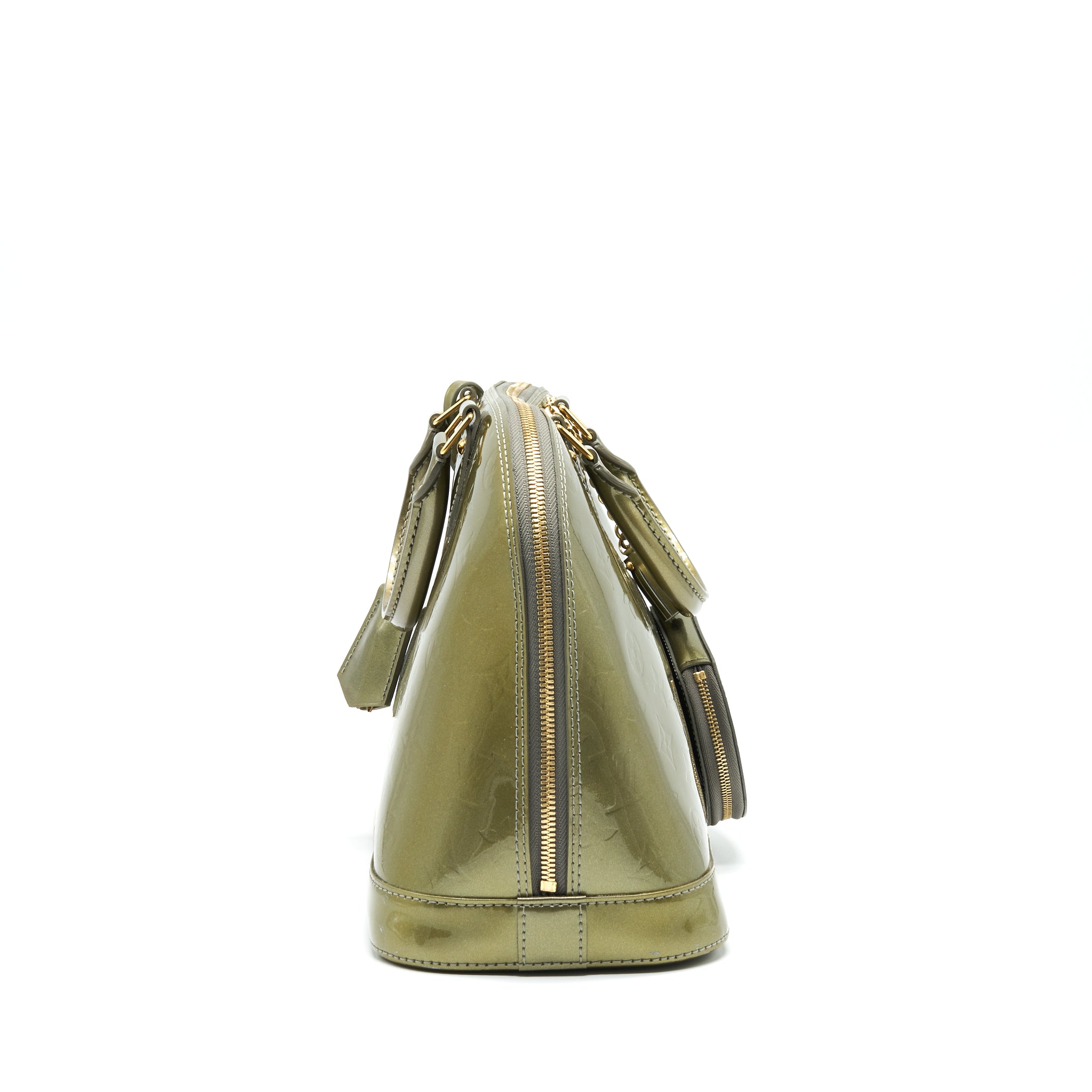 Louis Vuitton Patent ALMA PM Olive Green Wth Coin Purse Accessory - Image 3