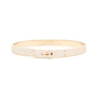 Hermes Size ST Kelly Bracelet Small Model Rose Gold Full Diamonds