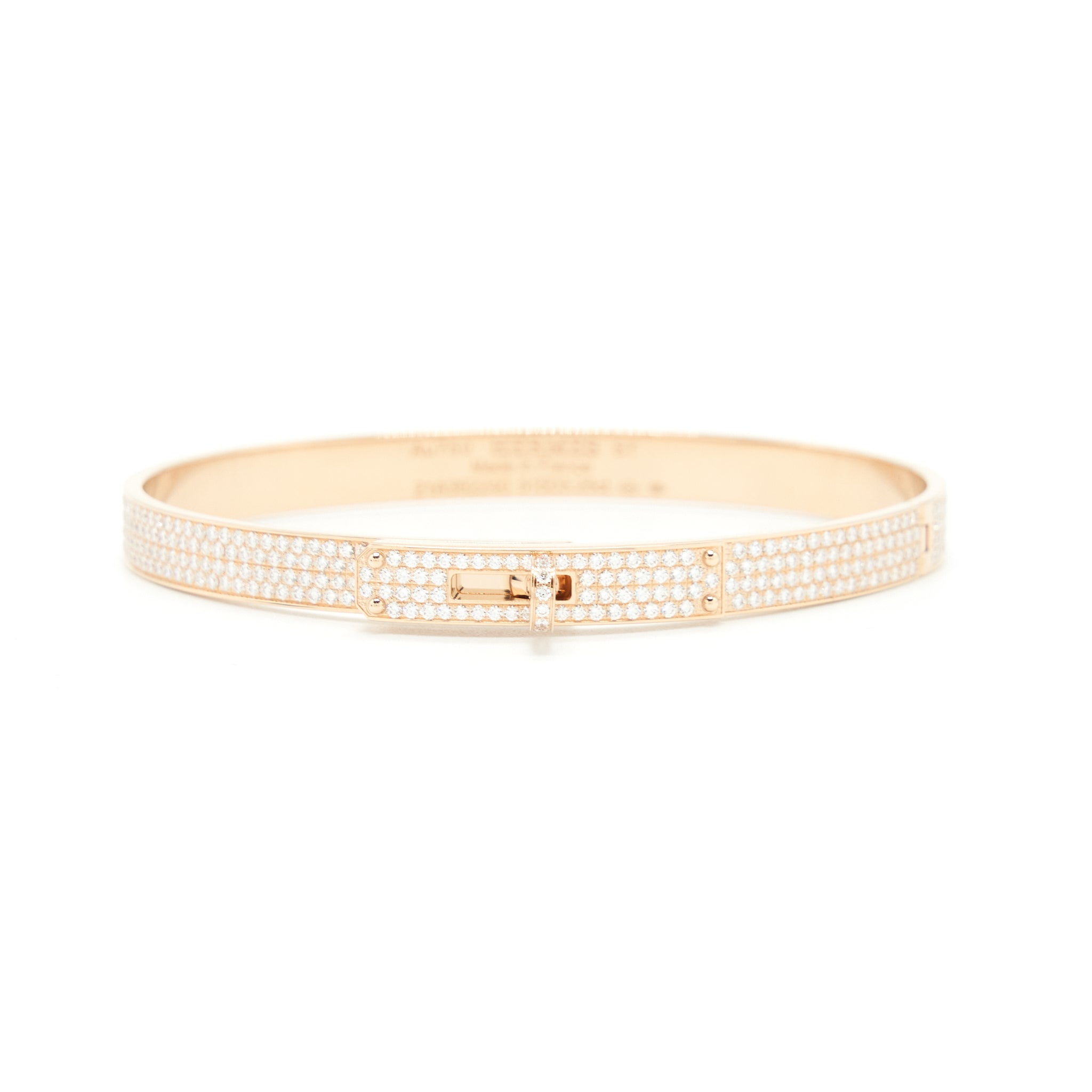 Hermes Size ST Kelly Bracelet Small Model Rose Gold Full Diamonds