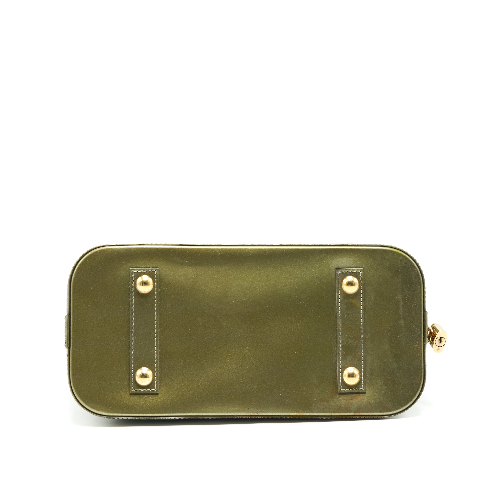 Louis Vuitton Patent ALMA PM Olive Green Wth Coin Purse Accessory - Image 5