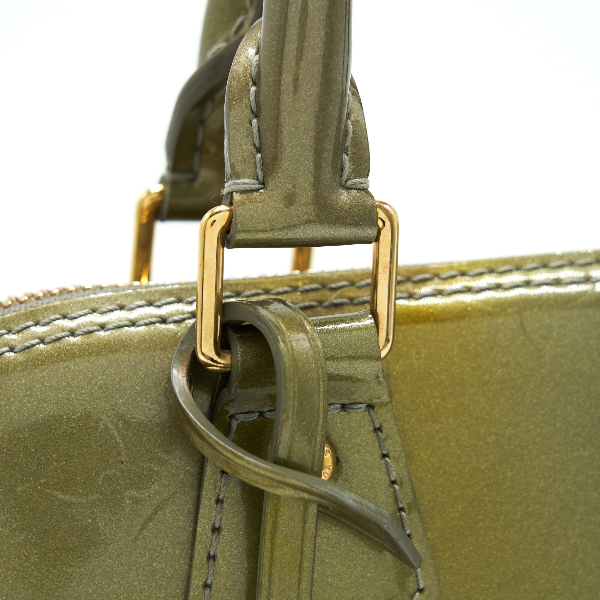 Louis Vuitton Patent ALMA PM Olive Green Wth Coin Purse Accessory - Image 18