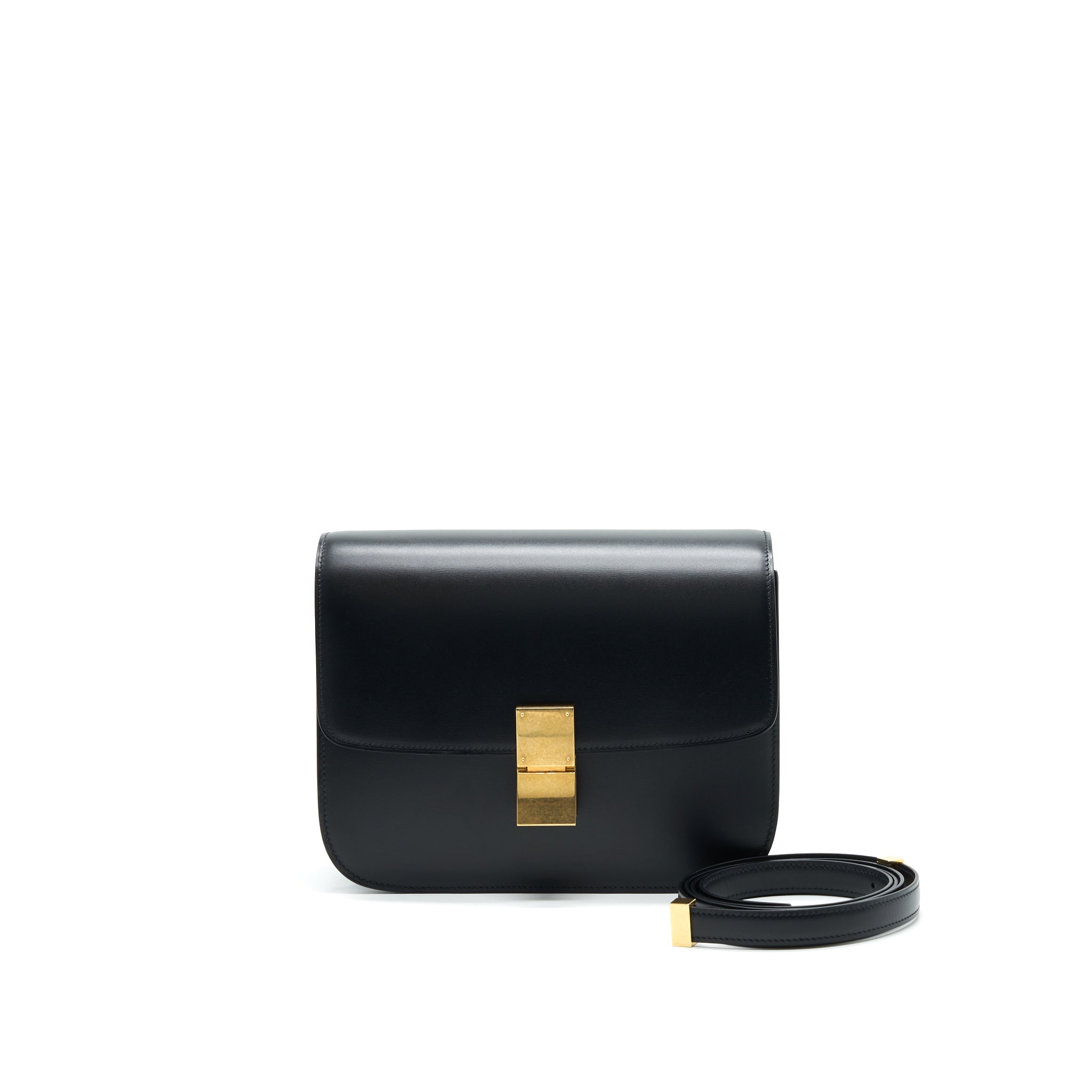 Celine Medium Classic Box Bag Black GHW new logo