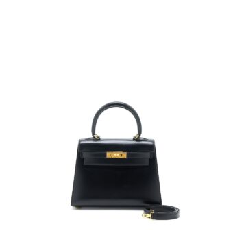 Hermes Vintage Kelly 20 Box Black GHW Stamp Circle V