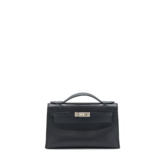 Hermes Kelly Pochette Swift Black SHW Stamp Y
