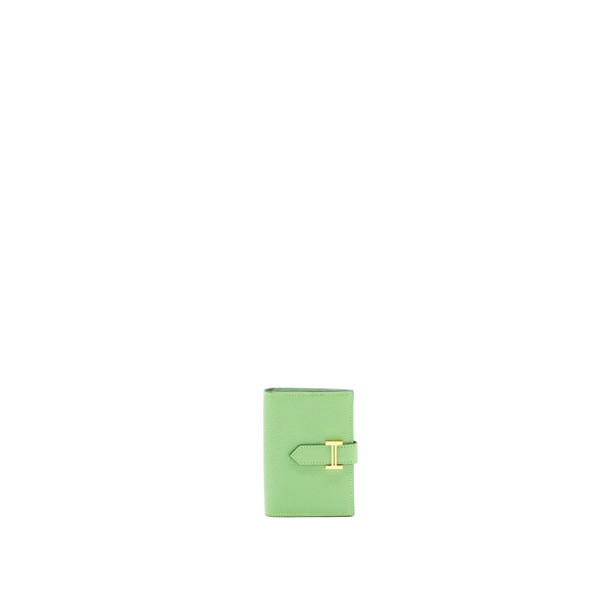 Hermes Bearn Card Holder Vert Criquet GHW Stamp Y