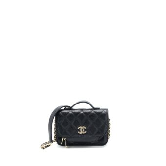 Chanel Mini Business Affinity Caviar Black LGHW (Microchip)