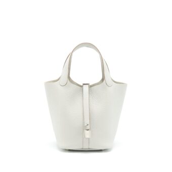 Hermes Picotin 18 Lock Bag Clemence Gris Perle SHW Stamp U