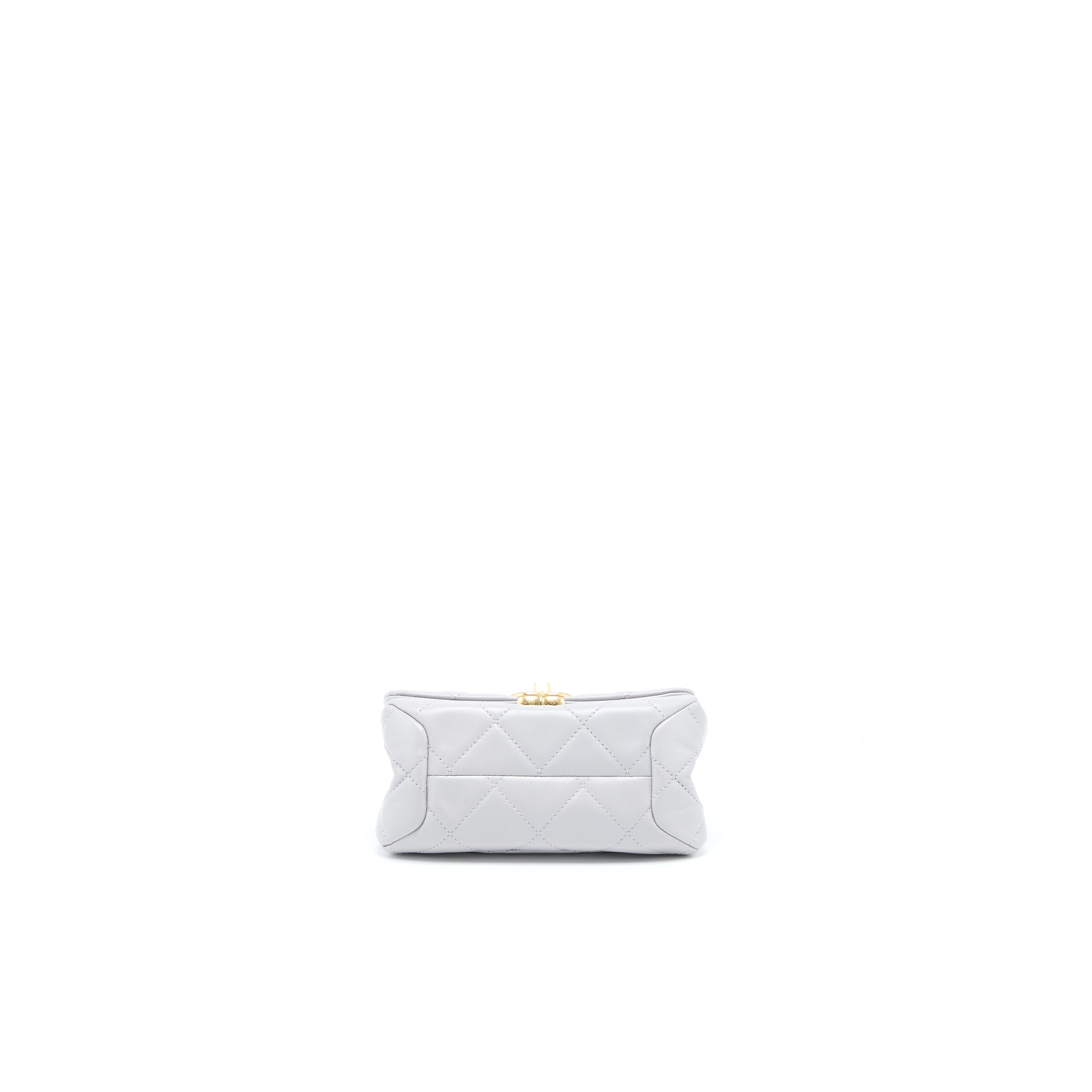 Chanel Quilted Mini Flap Bag Lambskin Light Grey GHW (Microchip) - Image 5