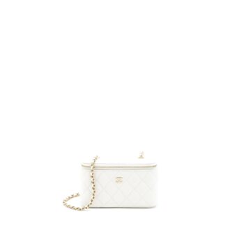 Chanel Long Vanity With Chain Caviar White LGHW (Microchip)