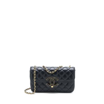 Chanel Small Enamel CC Flap Bag Lambskin Black GHW