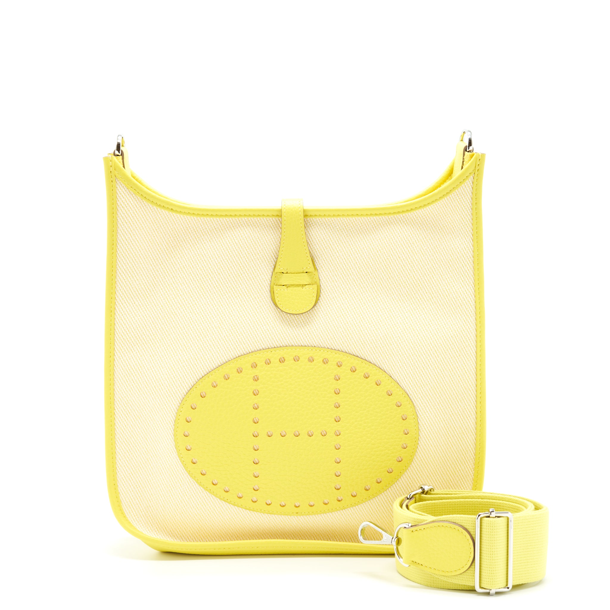 Hermes Evelyne 29 Canvas And Leather Ecru / Citron / Lime Stamp Y