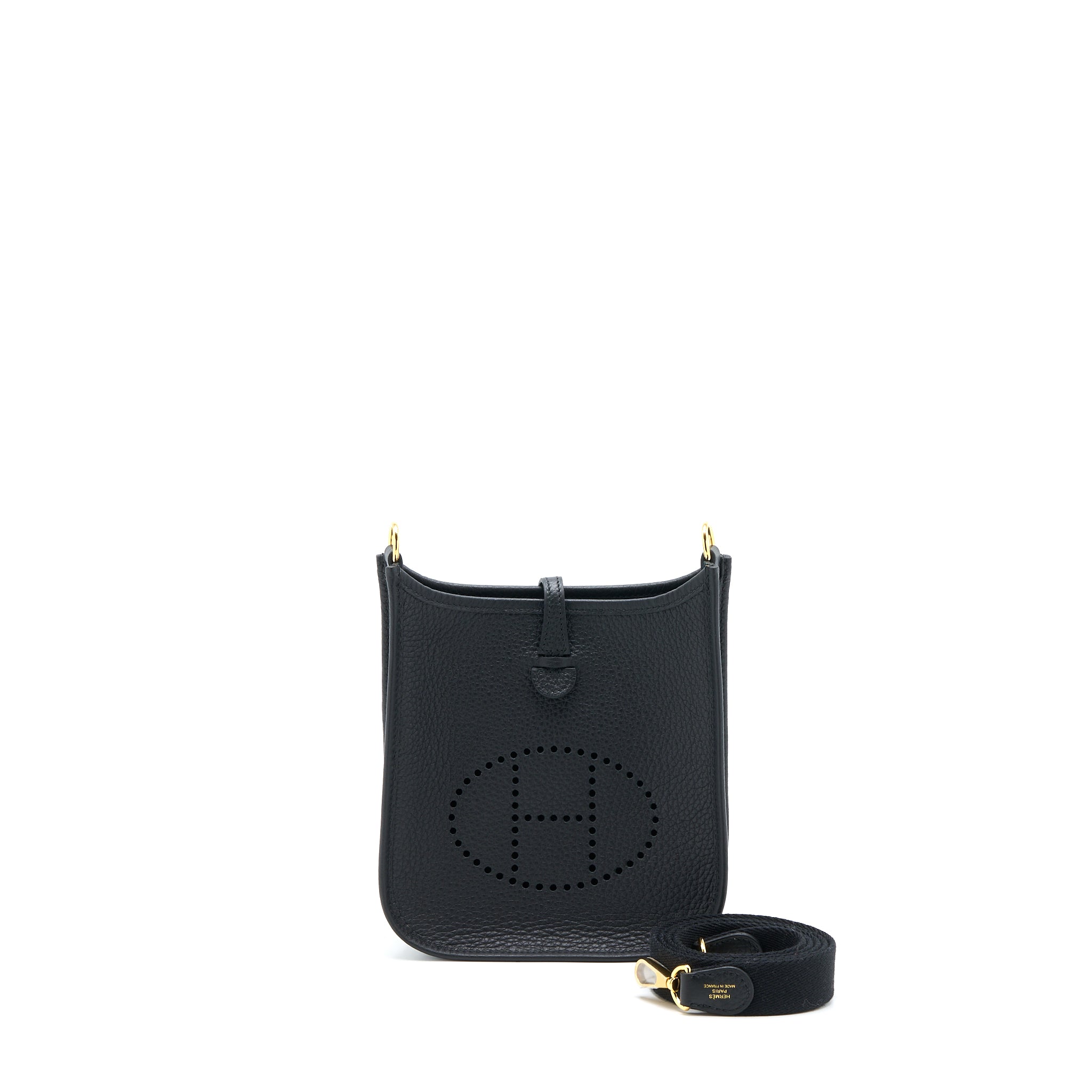 Hermes Mini Evelyne Clemence Black GHW Stamp U