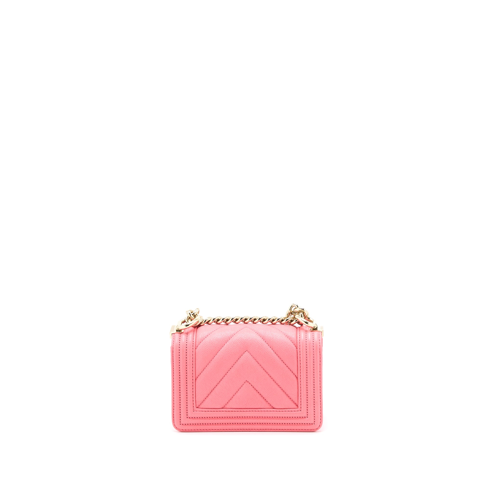 Chanel Super Mini Boy Bag Chevron Caviar Pink LGHW (Microchip) - Image 2