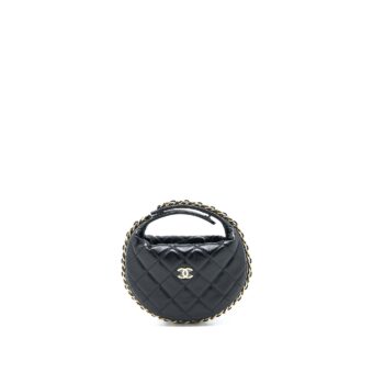 Chanel 23c Round Cruise Pouch Lambskin Black LGHW (Microchip)