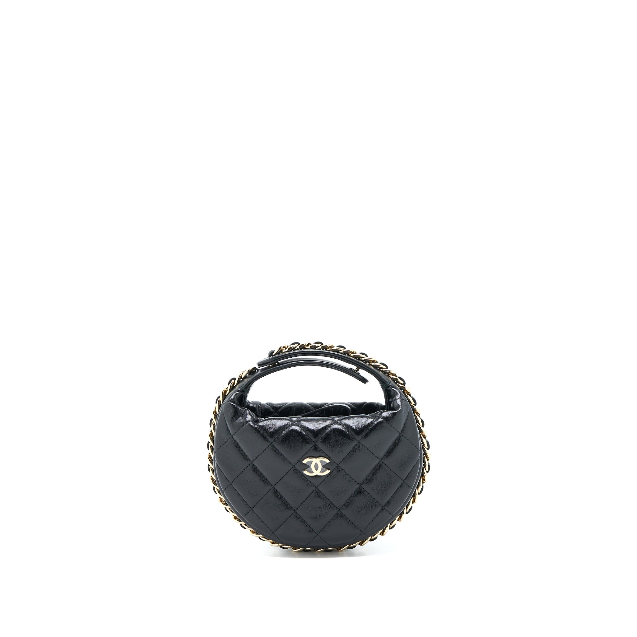 Chanel 23c Round Cruise Pouch Lambskin Black LGHW (Microchip)